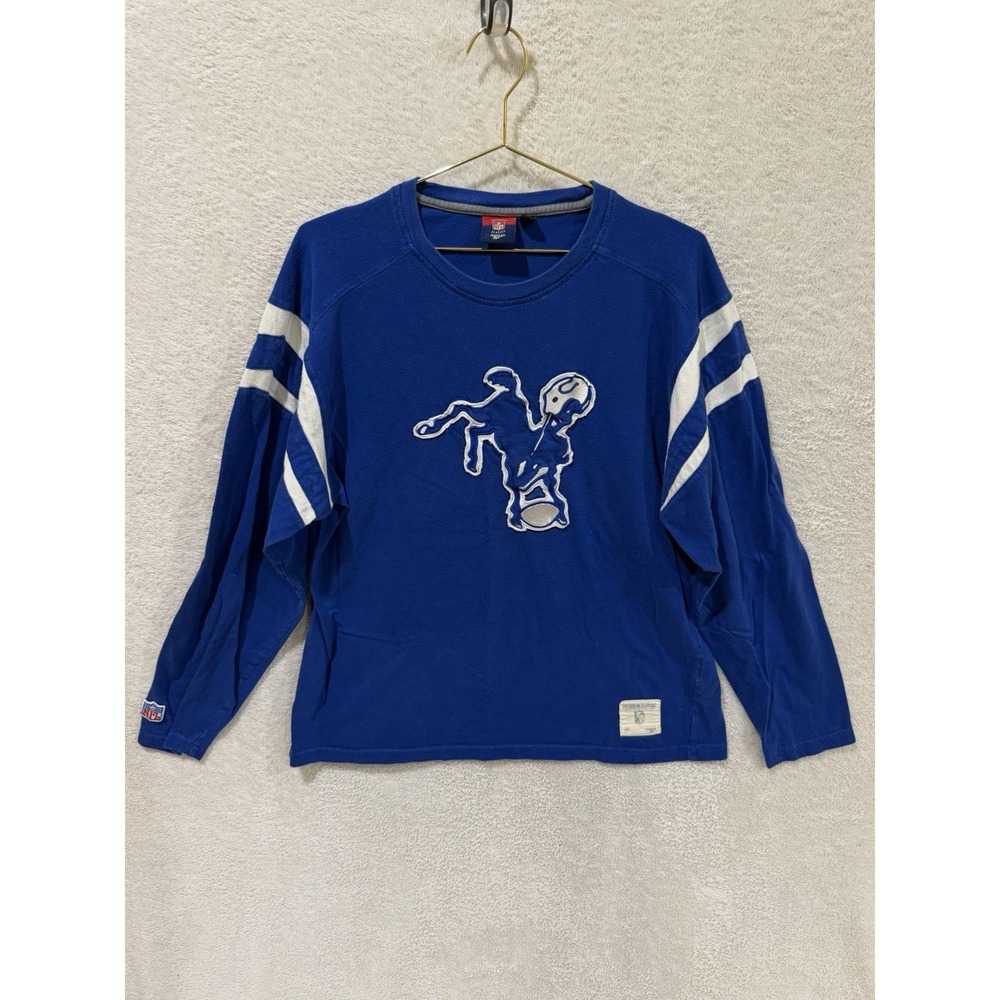 Indianapolis Colts Shirt Mens Medium Blue Long Sleeve Gridiron Classic Go Horse